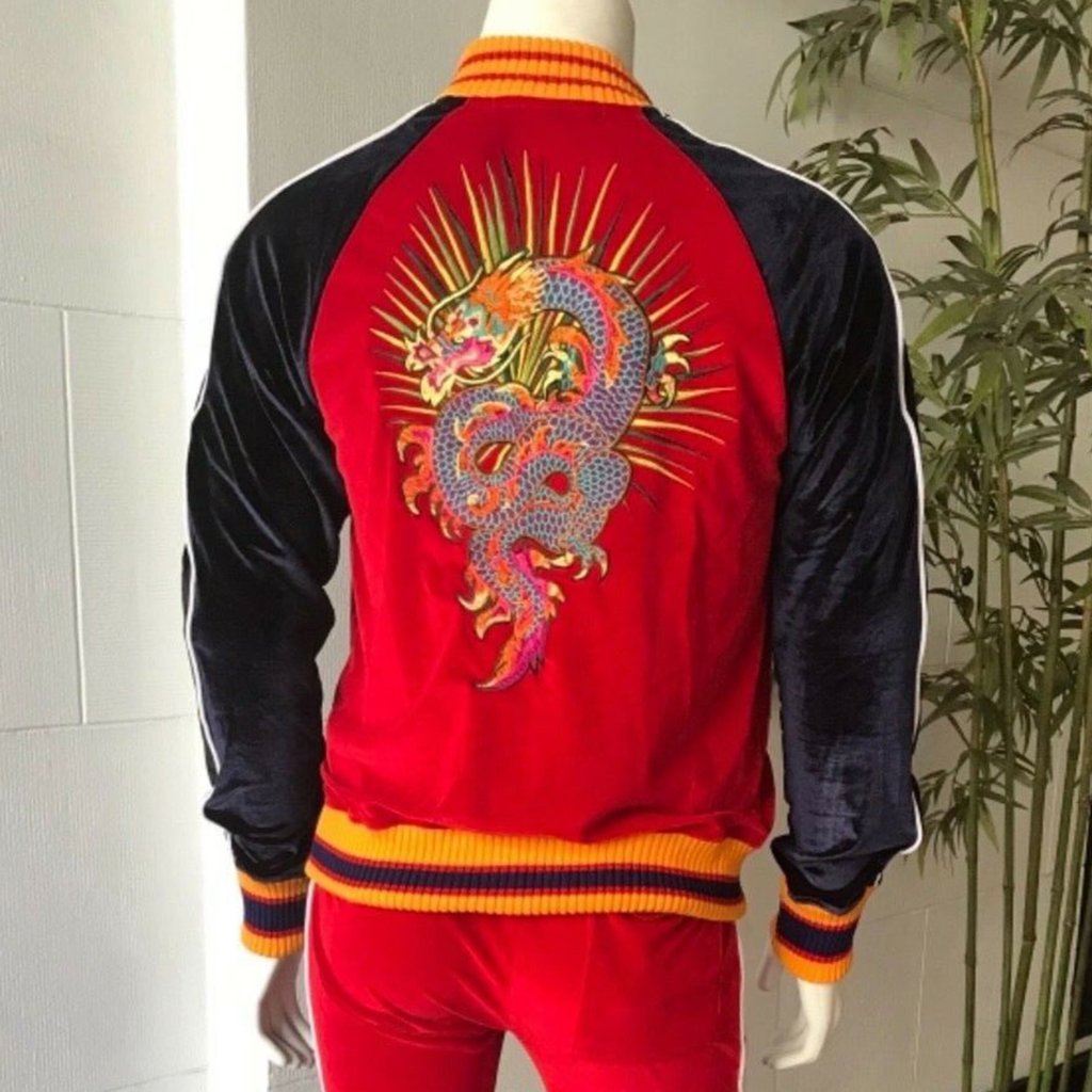 Men's Hudson Red Velour Track Jacket